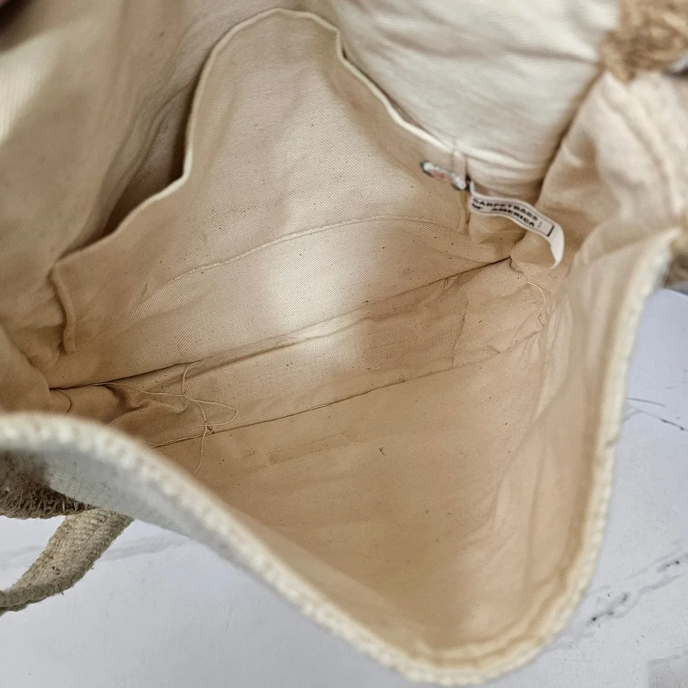Carpetbags‎ of America Woven Cream Tan Crossbody Shoulder Bag Boho Cottagecore